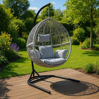 Grey Hanging Egg Chair with Stand