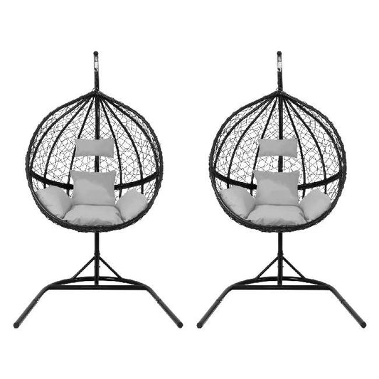 Set of 2 Hanging Egg Chairs with Stands