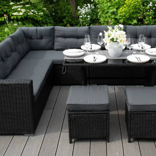 Replacement Cushions for Rattan Corner Garden Furniture Set – Grey