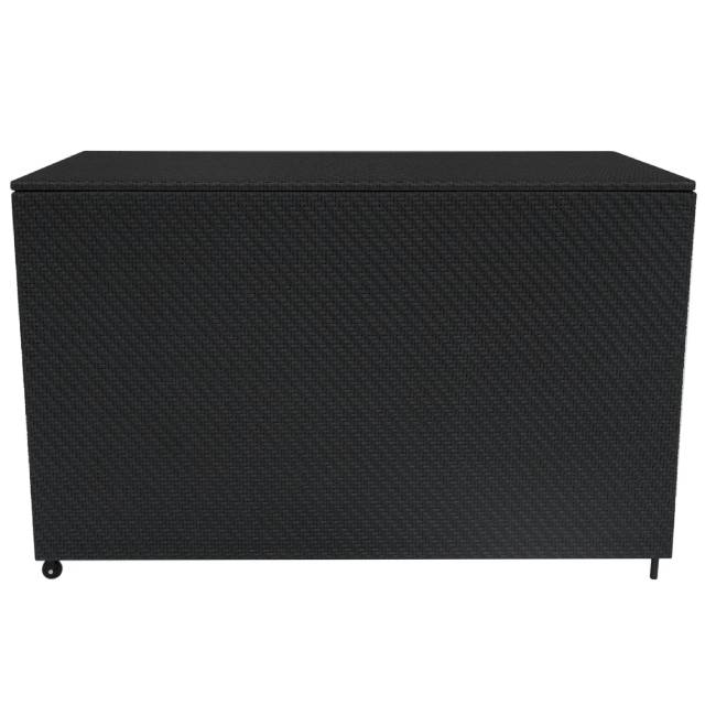 7 Piece Black Rattan Modular Garden Furniture Set with 996L Storage Box & Glass Coffee Table