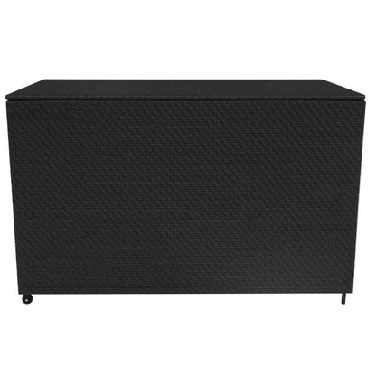 7 Piece Black Rattan Modular Garden Furniture Set with 996L Storage Box & Glass Coffee Table