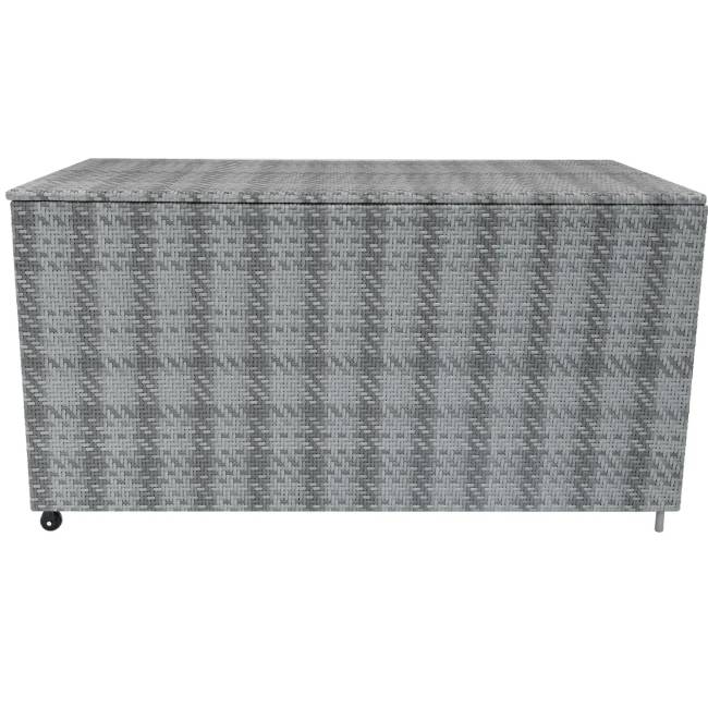 6 Piece Grey Rattan Modular Garden Furniture Set with 700L Storage Box & Glass Coffee Table
