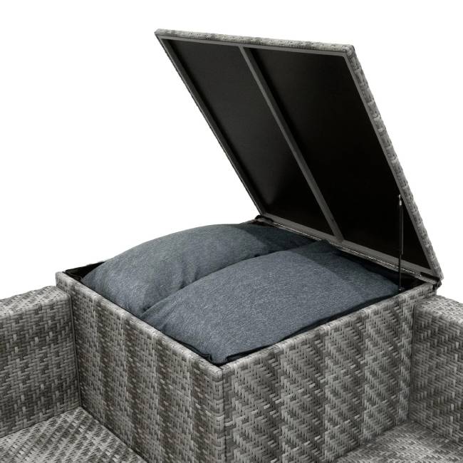 6 Piece Grey Rattan Modular Garden Furniture Set with 996L Storage Box