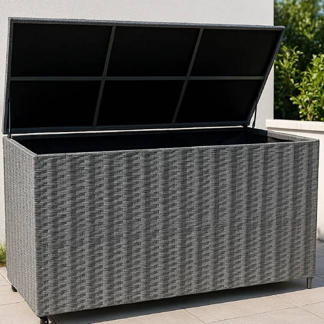 6 Piece Grey Rattan Modular Garden Furniture Set with 996L Storage Box