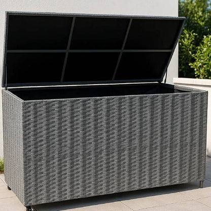 6 Piece Grey Rattan Modular Garden Furniture Set with 996L Storage Box