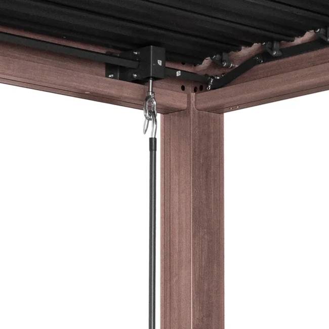 MonsterShop Wood Effect Aluminium Pergola with Adjustable Louvre Roof