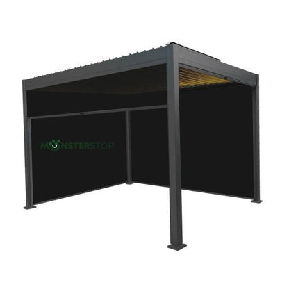 Aluminium Pergola with Anthracite Blinds, LED Lights & Adjustable Louvre Roof