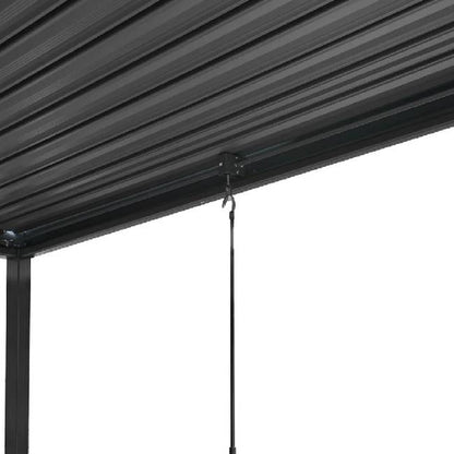 3m x 3m Anthracite Aluminium Pergola with Adjustable Roof, Blinds & 2 Shutter Panels