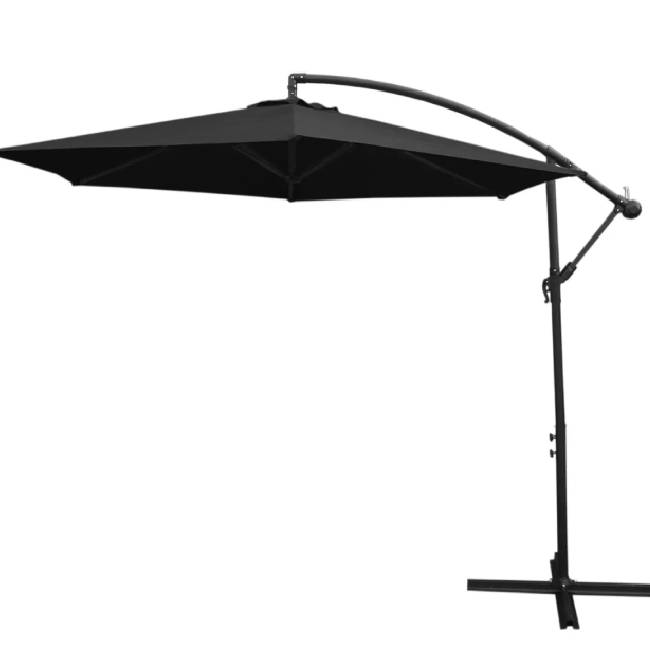 Anthracite Aluminium 4 Piece Garden Sofa Set with Cantilever Parasol & Weighted Base