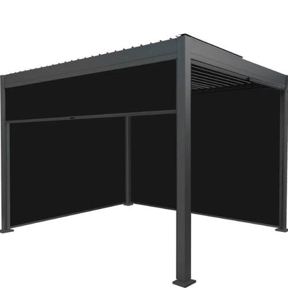 Anthracite Aluminium Pergola with Privacy Blinds & Adjustable Louvre Roof