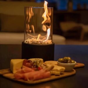 Decorative Tabletop Oil Lamp with Glass Chimney – Black