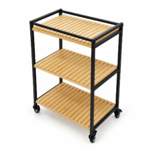 Slim Rolling Organiser Cart on Wheels for Kitchen, Bathroom & Office, Natural Wood